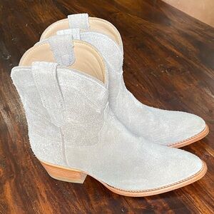 Tecovas Light Gray Suede Western Ankle Booties